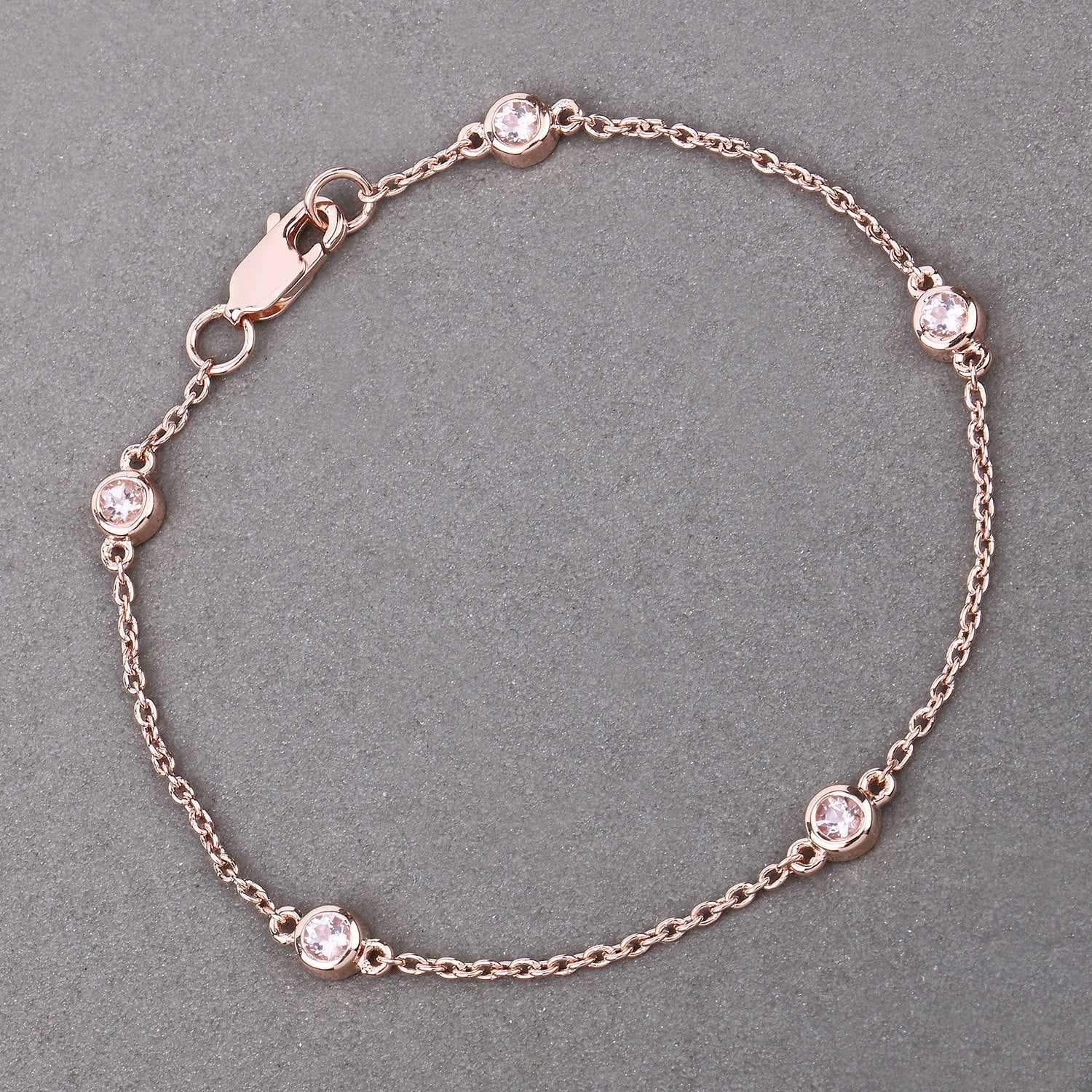 0.45 Carat Genuine Morganite .925 Sterling Silver Bracelet