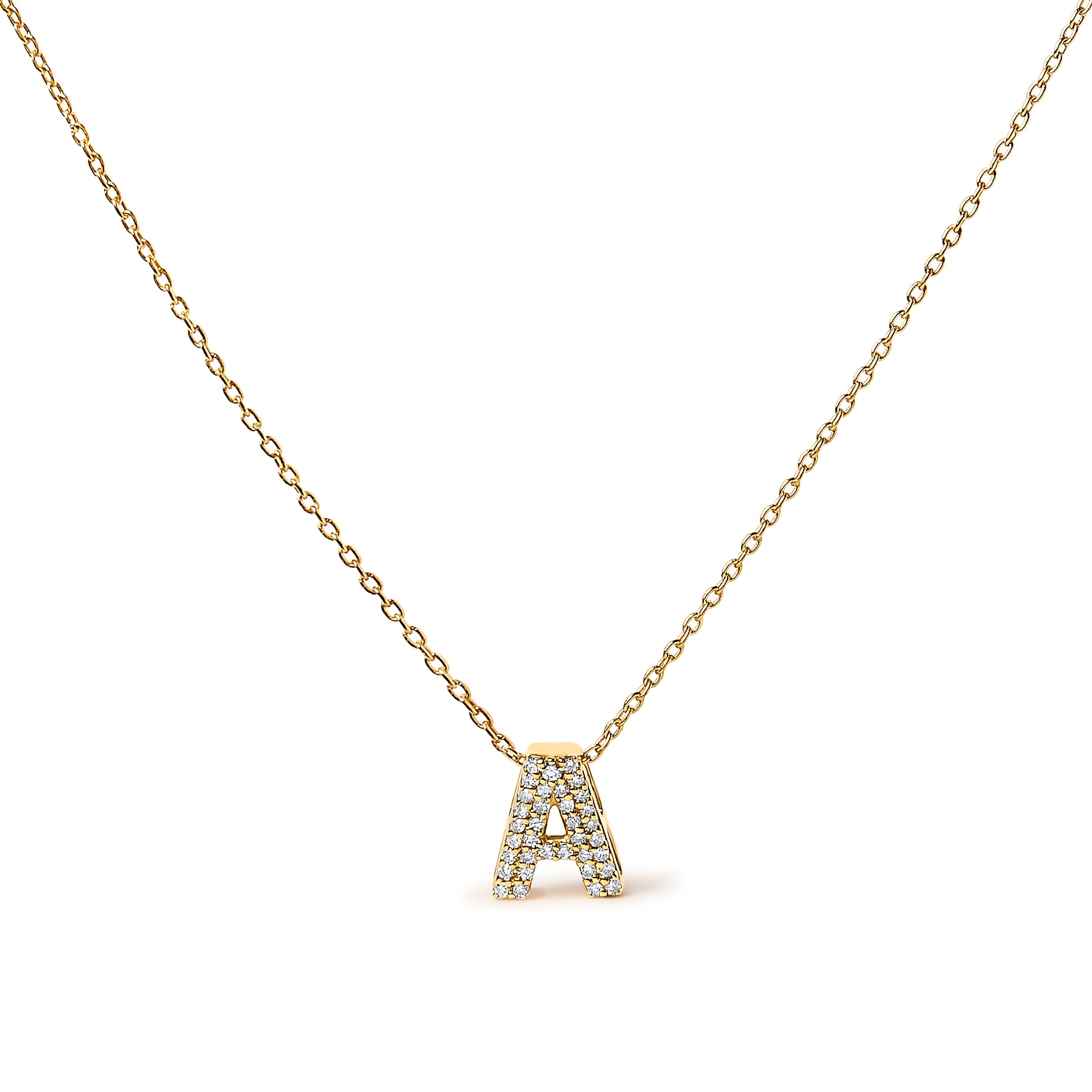 10K White Gold Diamond Accent "A" Initial Bubble Pendant Necklace