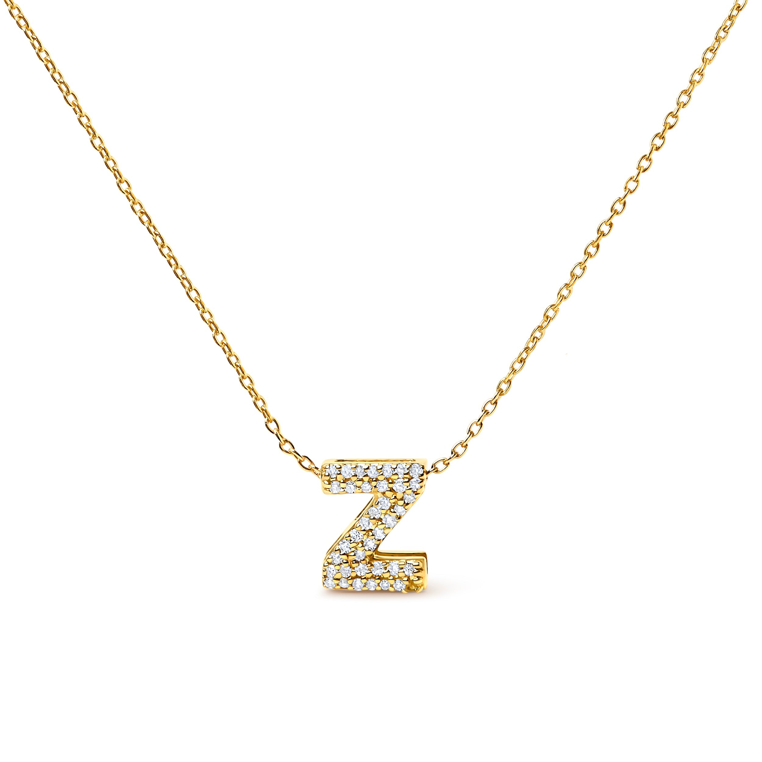 10K White Gold Diamond Accent "A" Initial Bubble Pendant Necklace