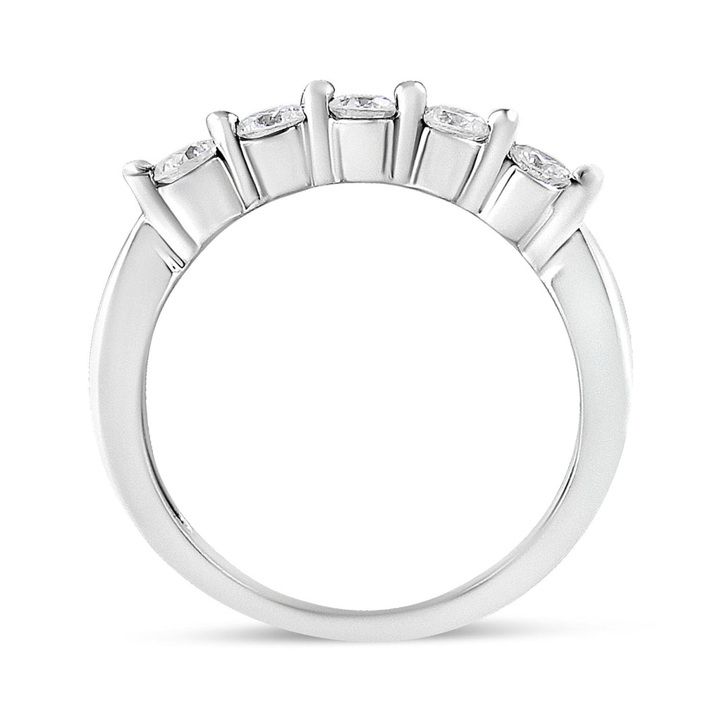 14K White Gold 1/2 Cttw Round-Cut 5-Stone Diamond Ring (H-I Color, SI1-SI2 Clarity) Size 7