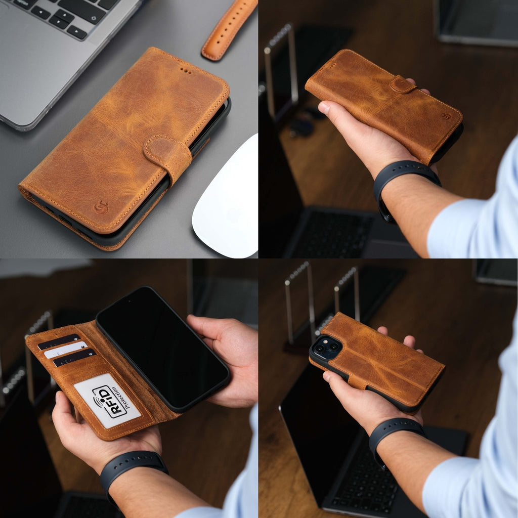 Casper Leather iPhone 15 Plus Wallet Case | Detachable MagSafe Compatible RFID Protection
