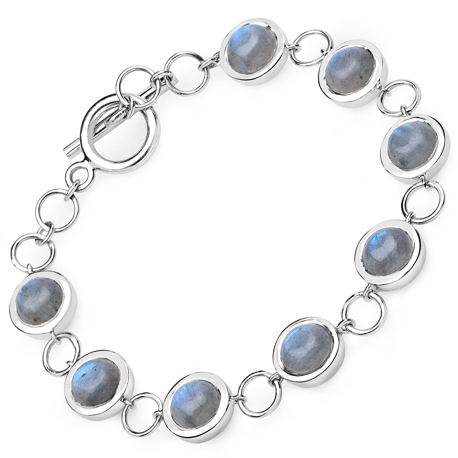 15.48 Carat Genuine Labradorite .925 Sterling Silver Bracelet