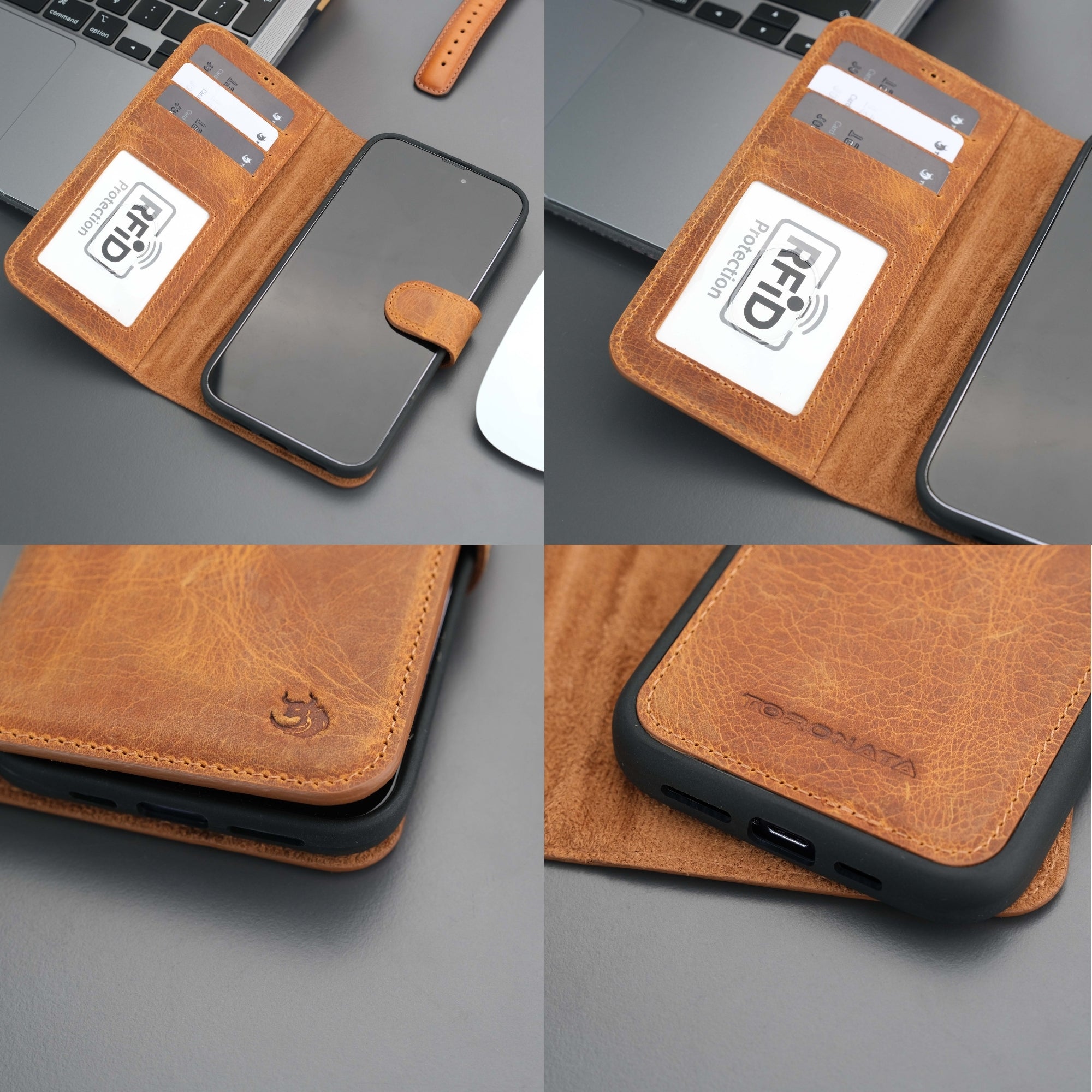 Casper Leather iPhone 15 Pro Wallet Case | Detachable MagSafe Compatible RFID Protection