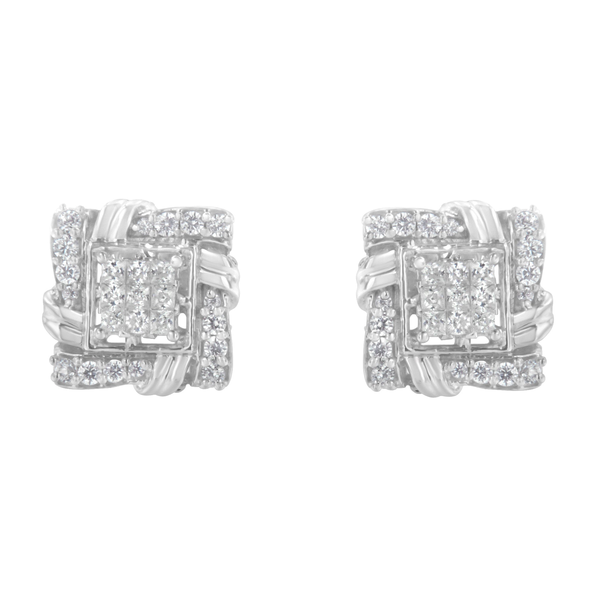 .925 Sterling Silver 1/2 Cttw Round-Cut Diamond Stud Earrings (I-J Color, I1-I2 Clarity)