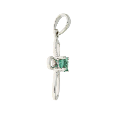 .19ct Emerald Cross Religious Pendant 10KT White Gold
