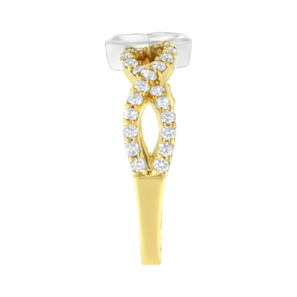 10K Two Tone Color 5/8 Cttw Diamond Kite and Twist Shank Ring (H-I Color,SI2-I1 Clarity)