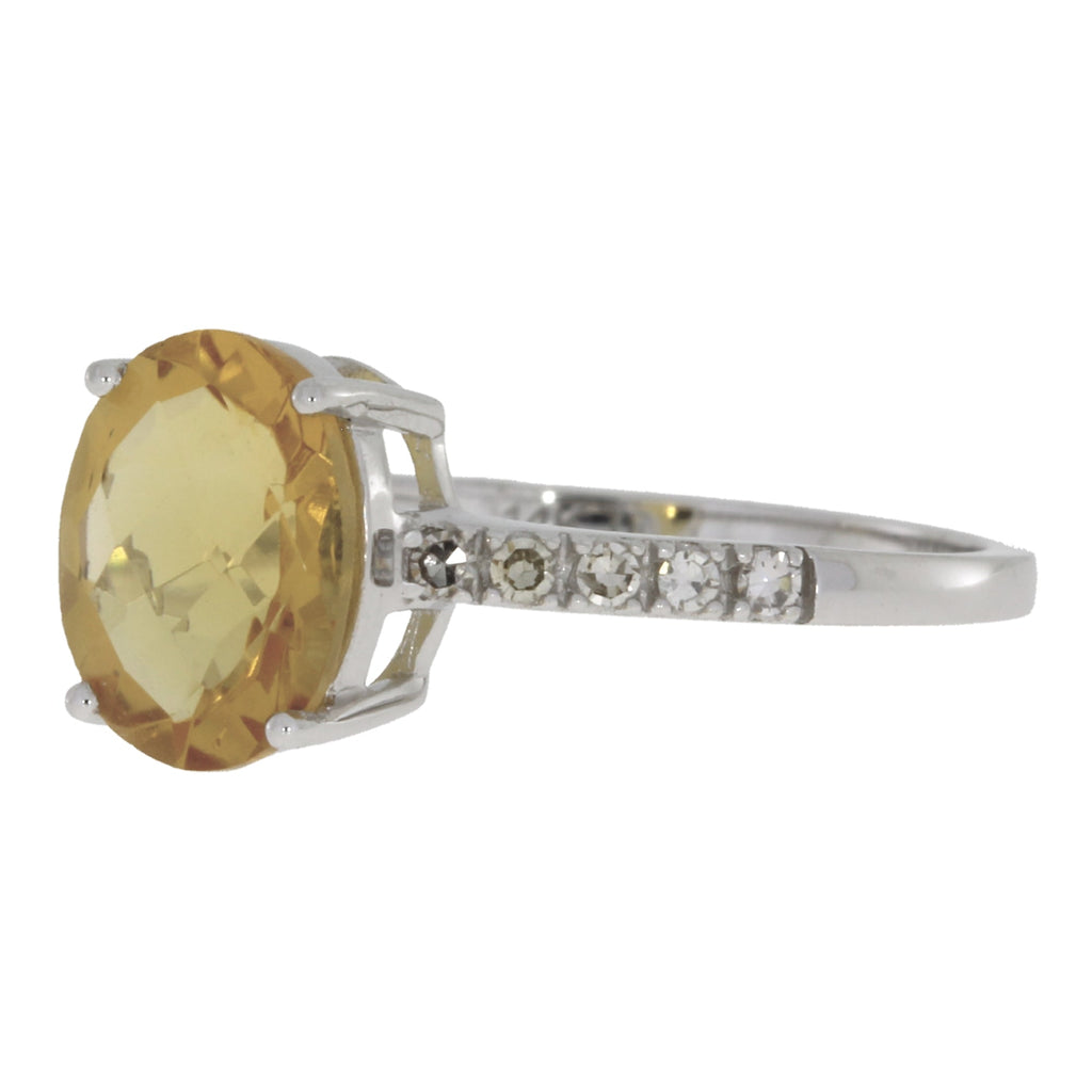 Natural 2.20ct Citrine Diamond Ring 14KT White Gold