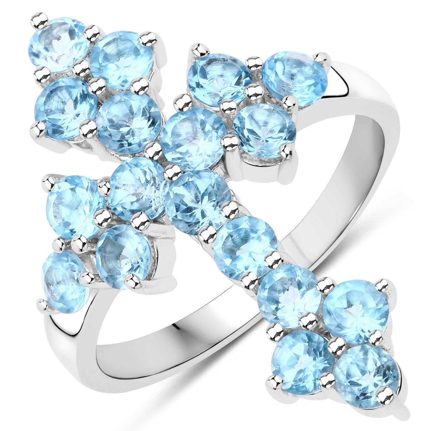 2.16 Carat Genuine Swiss Blue Topaz .925 Sterling Silver Ring