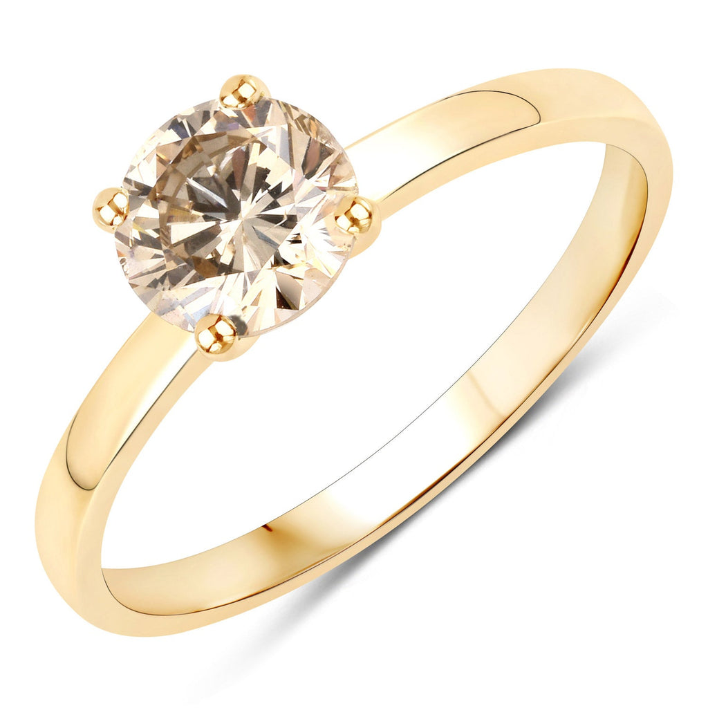 1.00 Carat Genuine TTLB Diamond 14K Yellow Gold Ring