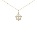 14K Yellow Gold 1.00 Cttw Round Diamond Fleur De Lis 18" Pendant Necklace (H-I Color, SI2-I1 Clarity)