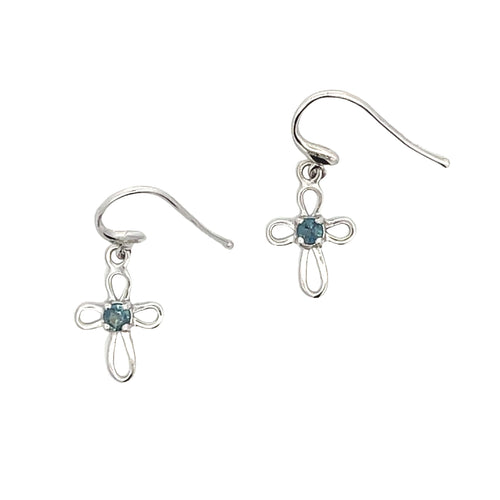 .27ct Sapphire Cross Earrings 10KT White Gold
