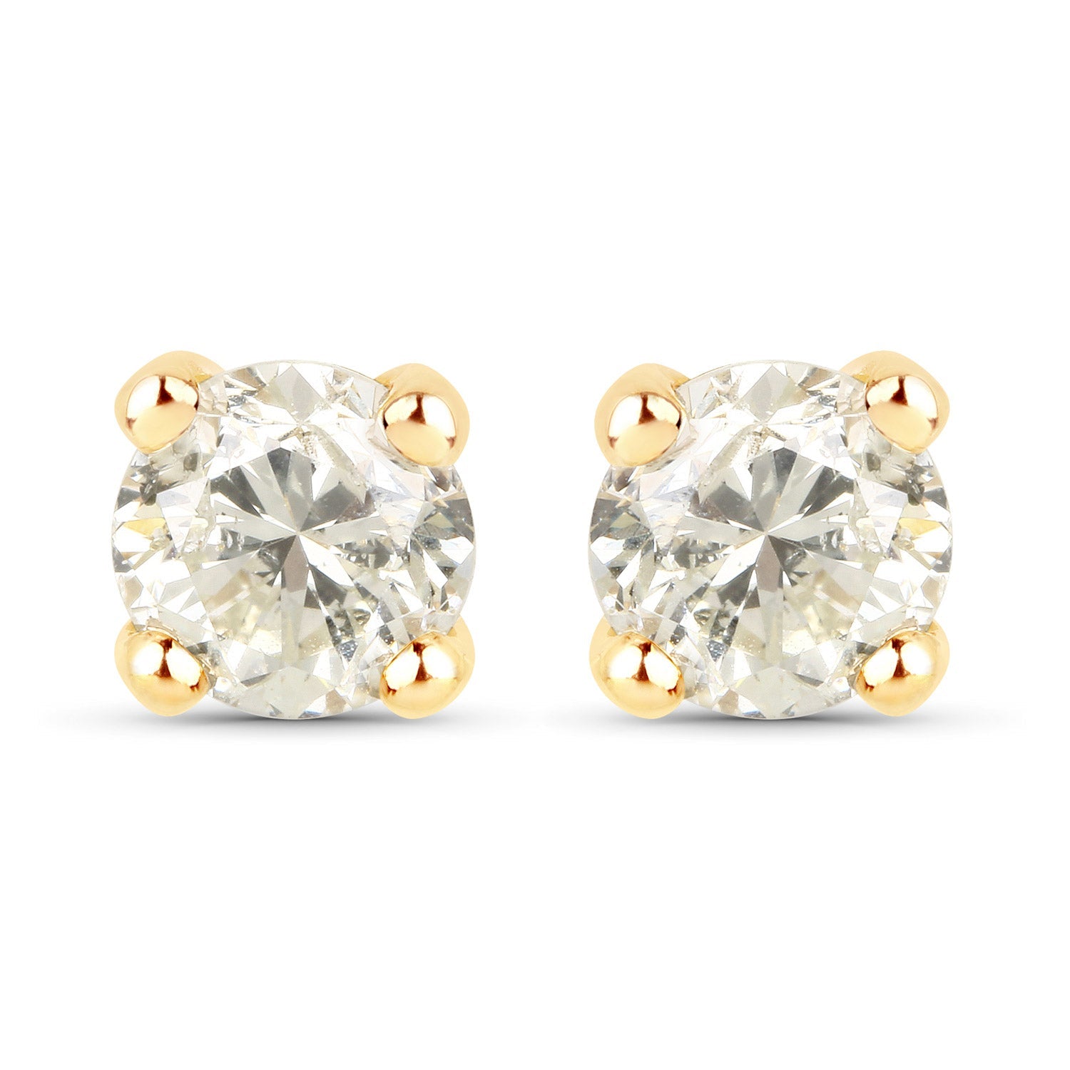 1.01 Carat Genuine LB Diamond 14K Yellow Gold Earrings