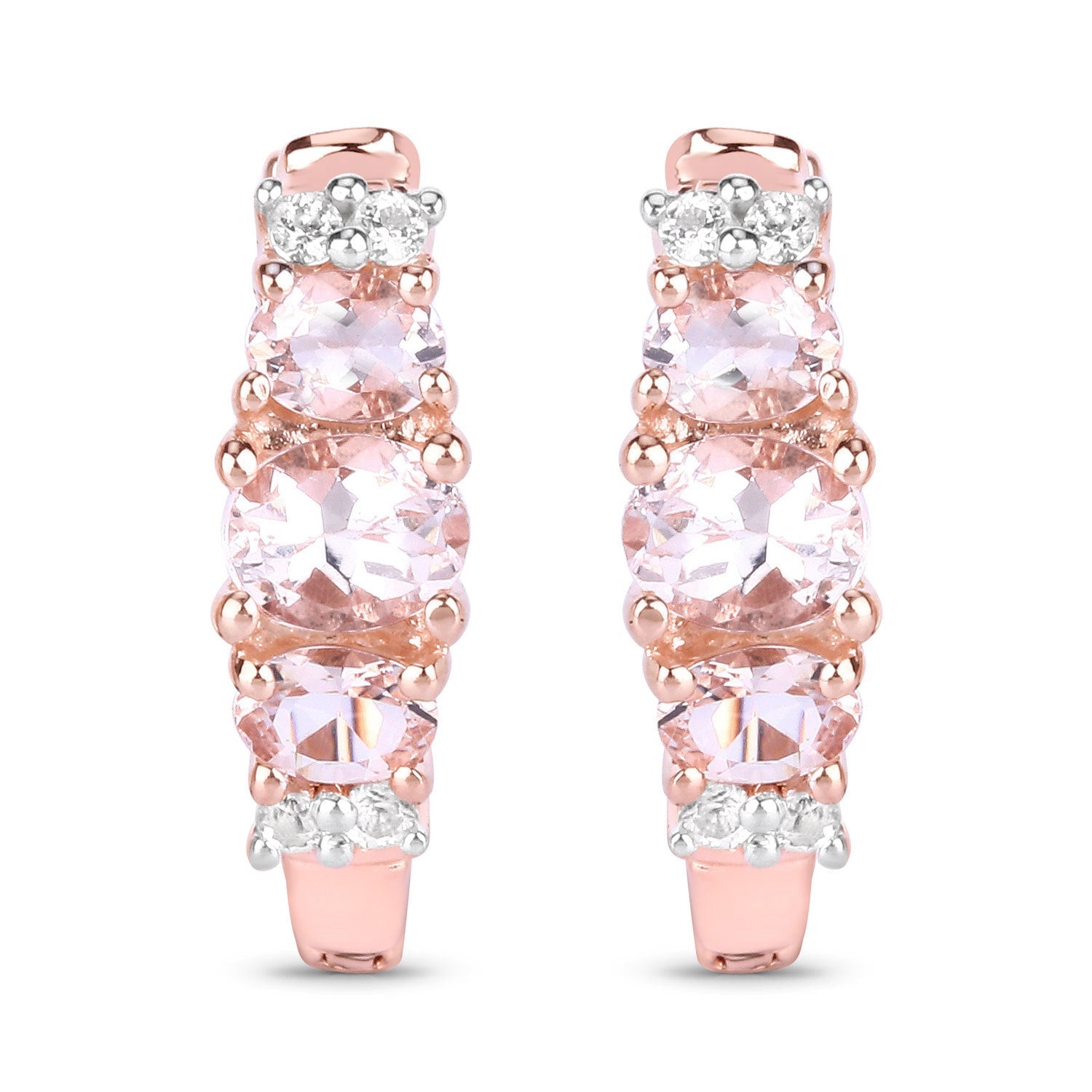 1.32 Carat Genuine Morganite and White Topaz .925 Sterling Silver Earrings