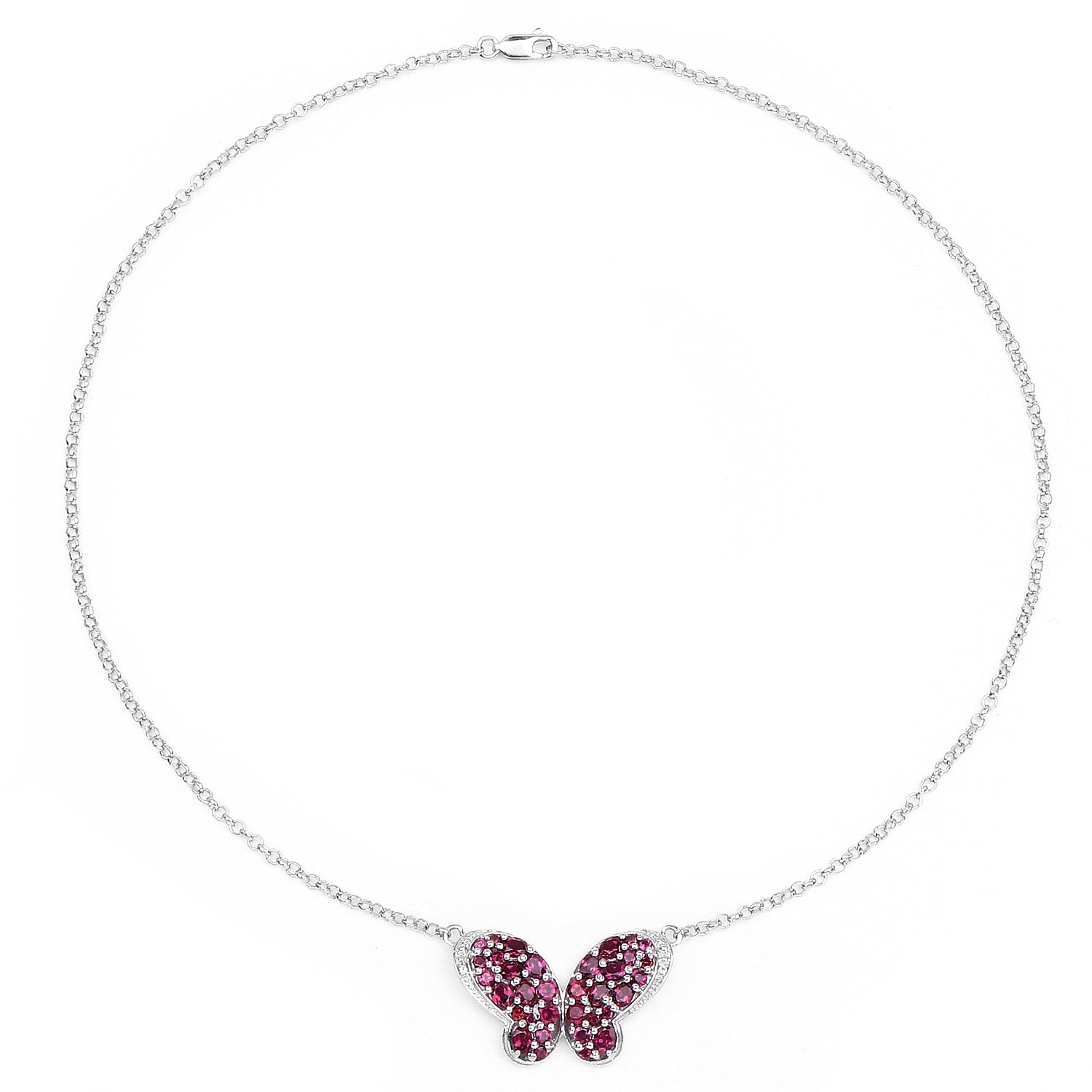 4.15 Carat Genuine Rhodolite and White Topaz .925 Sterling Silver Pendant