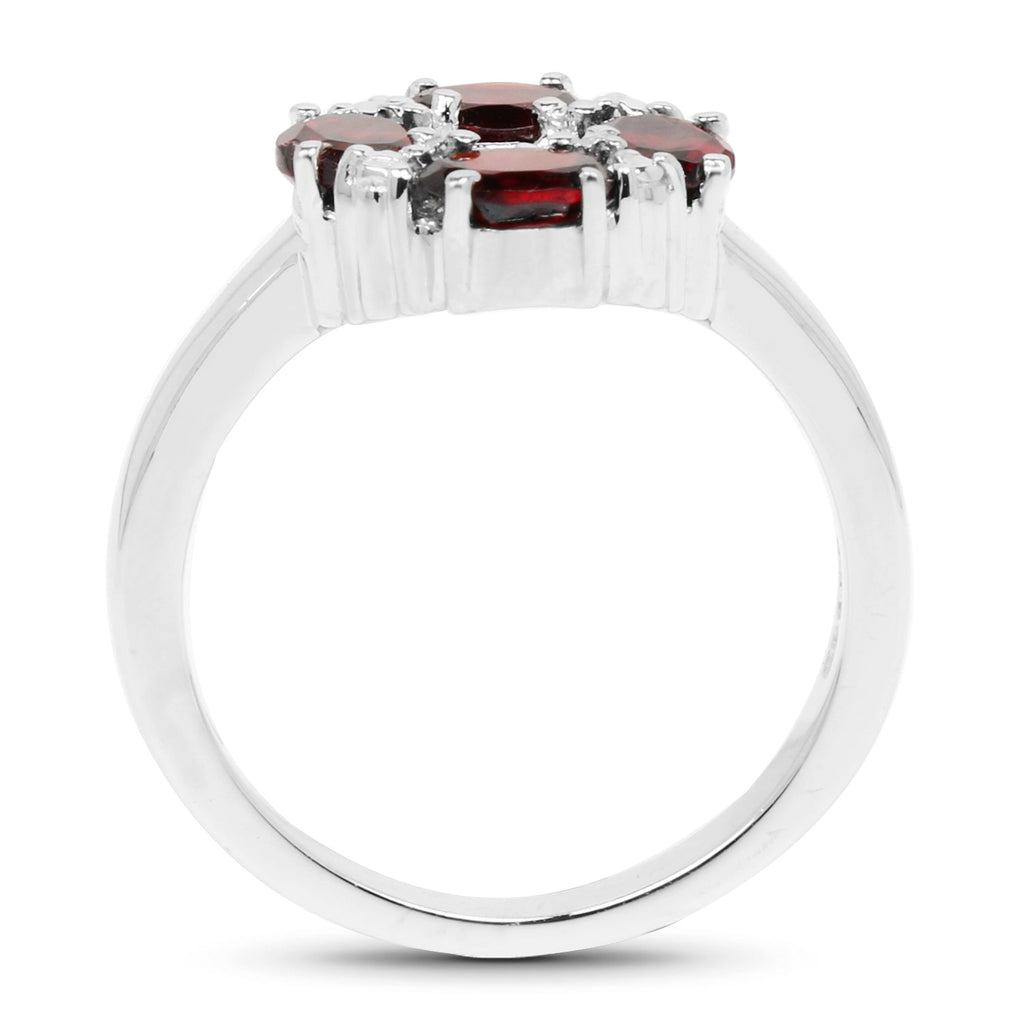 2.02 Carat Genuine Garnet & White Topaz .925 Sterling Silver Ring