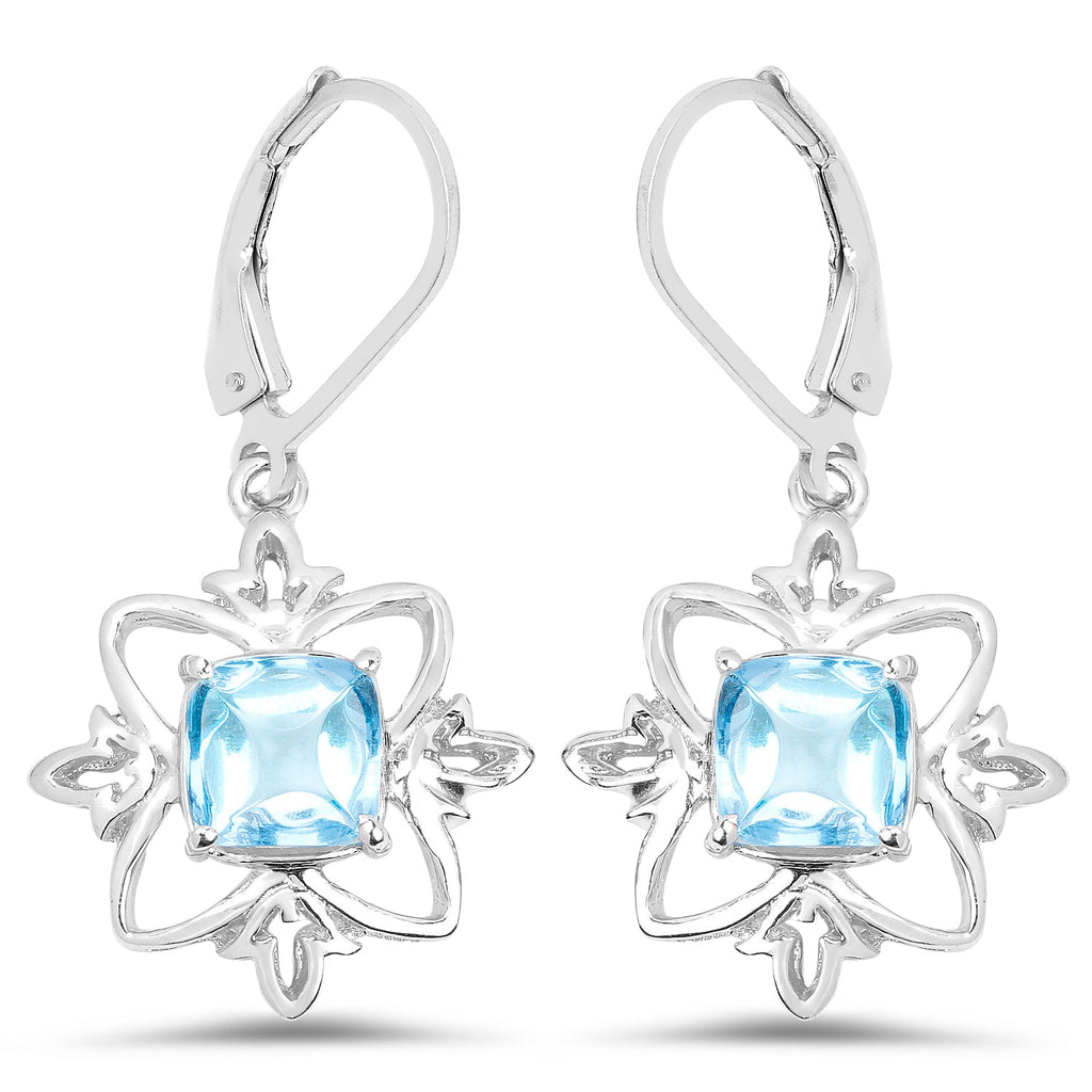 5.30 Carat Genuine Swiss Blue Topaz .925 Sterling Silver Earrings