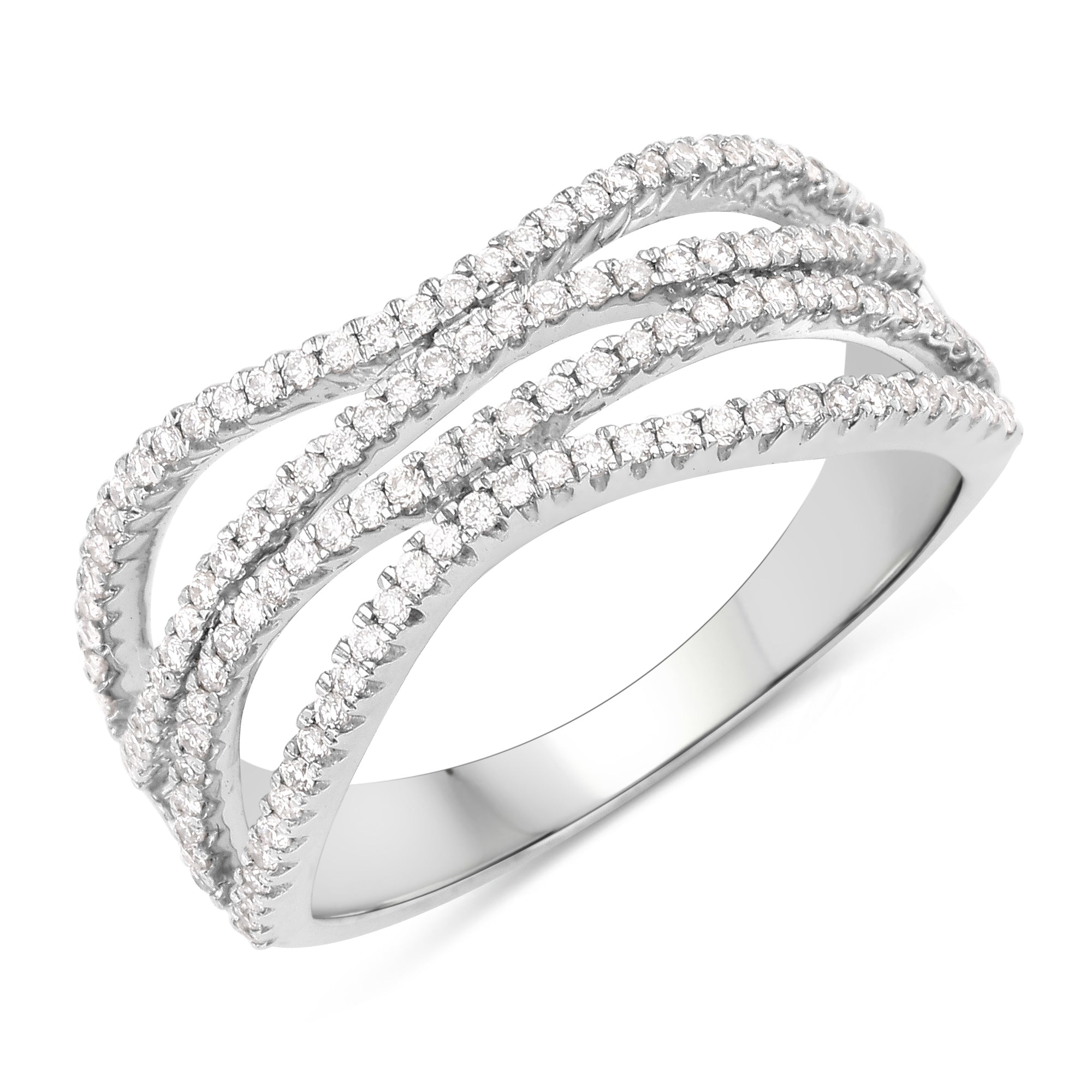 0.46 Carat Genuine White Diamond 14K White Gold Ring (F-G Color, SI Clarity)