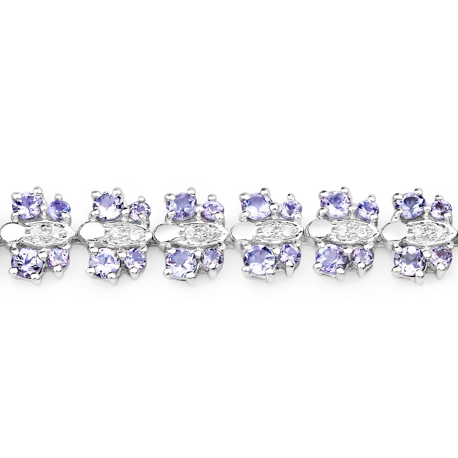 7.02 Carat Genuine Tanzanite and White Sapphire .925 Sterling Silver Bracelet