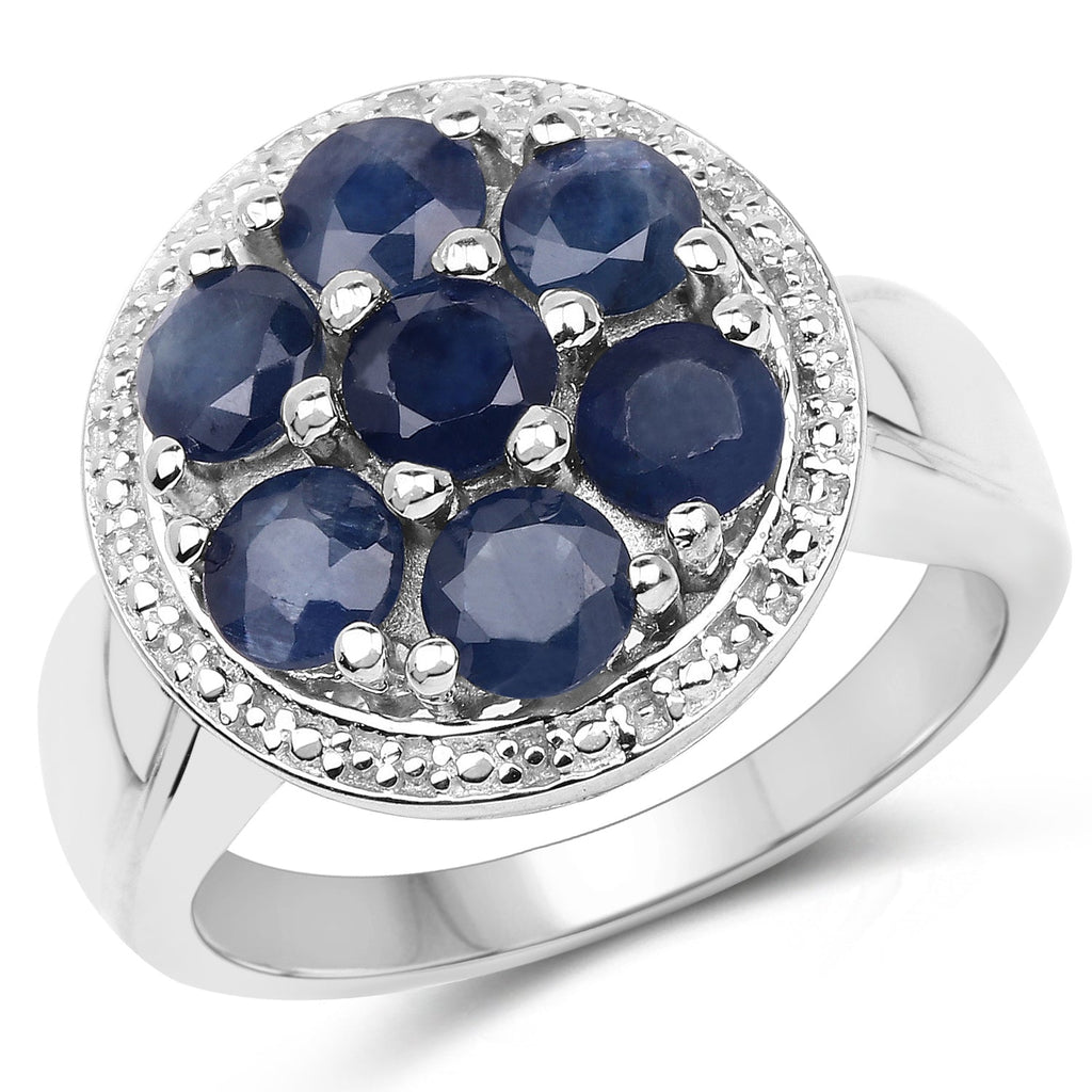 2.10 Carat Genuine Blue Sapphire .925 Sterling Silver Ring
