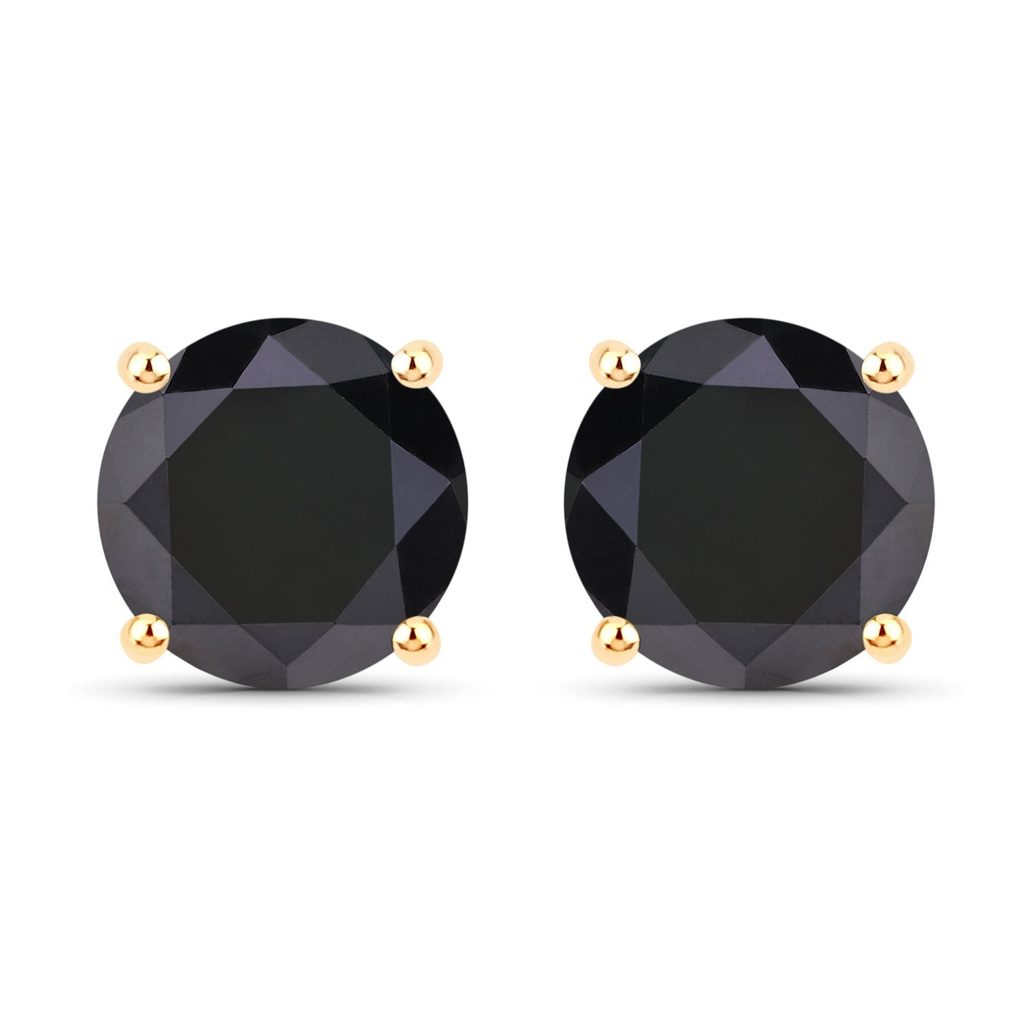3.84 Carat Genuine Black Diamond 14K Yellow Gold Earrings