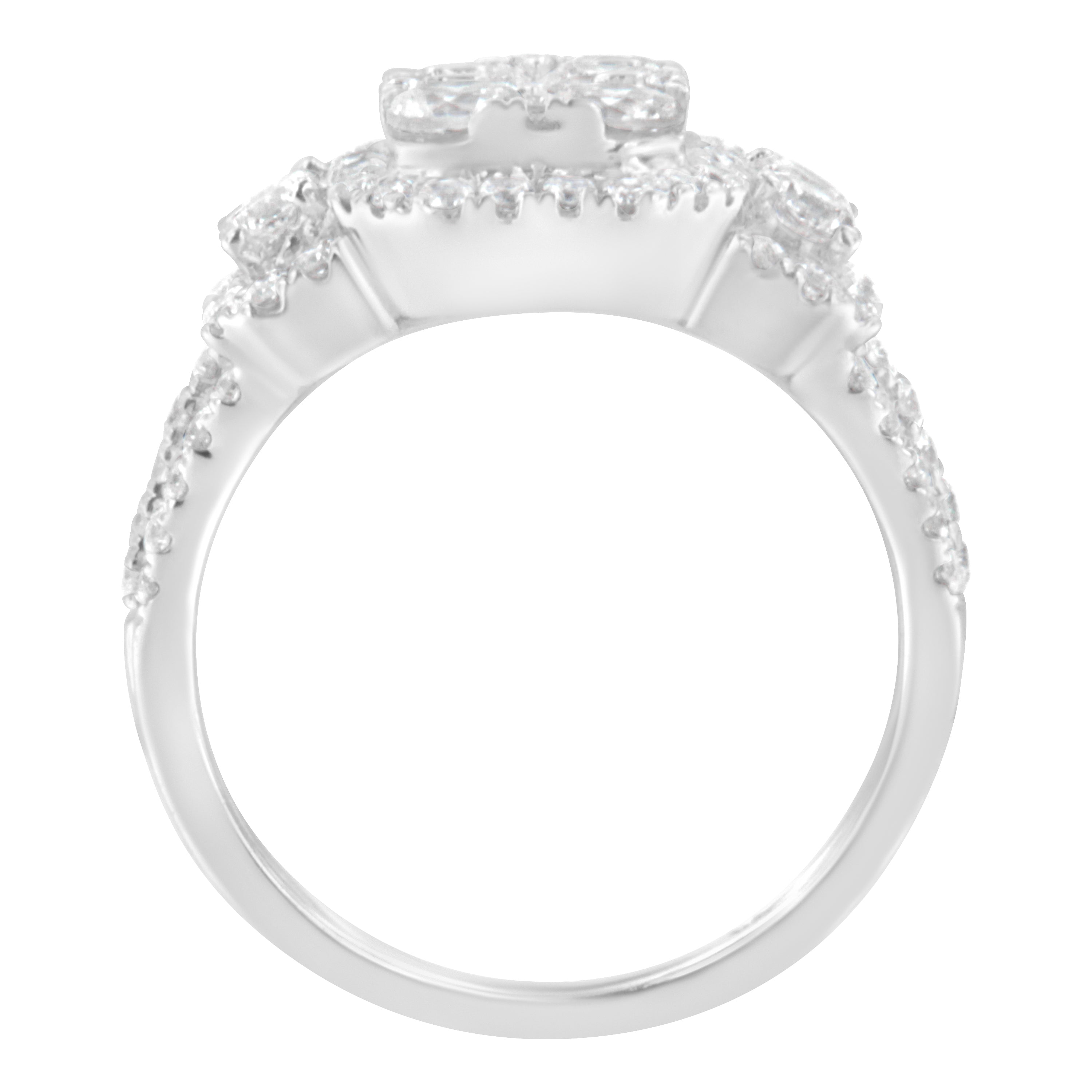 14K White Gold 2 1/4 Cttw Diamond Cocktail Cluster Ring (G-H Color, SI2-I1 Clarity) - Size 7