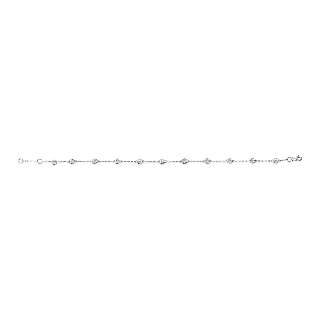14K White Gold 1/2 Cttw Bezel Set Lab Grown Diamond Station Bracelet