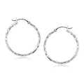 14k White Gold Diamond Cut Hoop Earrings