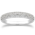 14k White Gold Triple Multi-Row Micro- Pave Diamond Wedding Ring Band