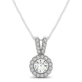 Round Pendant with Split Bail and Diamond Halo in 14k White Gold (3/4 cttw)
