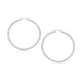 14k White Gold Polished Hoop Earrings (30 mm)
