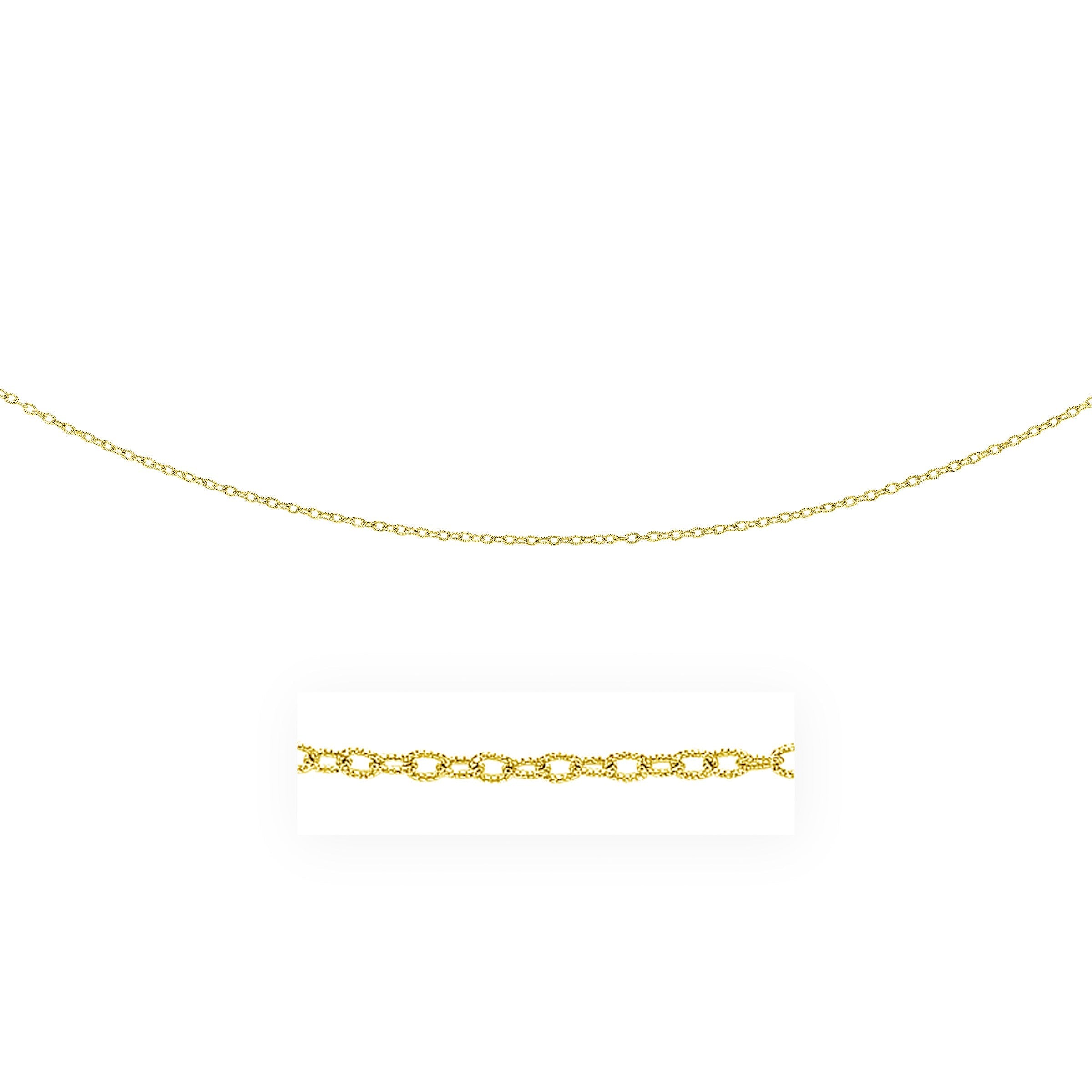 2.5mm 14k Yellow Gold Pendant Chain with Textured Links