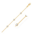 14k Yellow Gold Anklet with Round White Cubic Zirconia