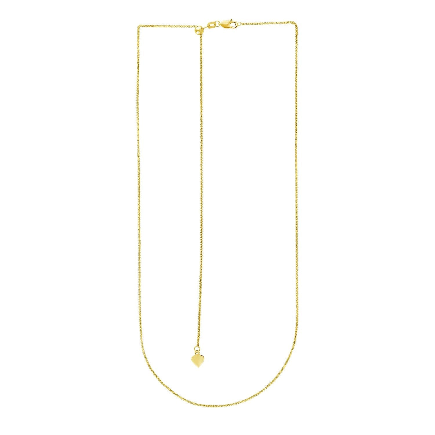 14k Yellow Gold Adjustable Wheat Chain 1.0mm