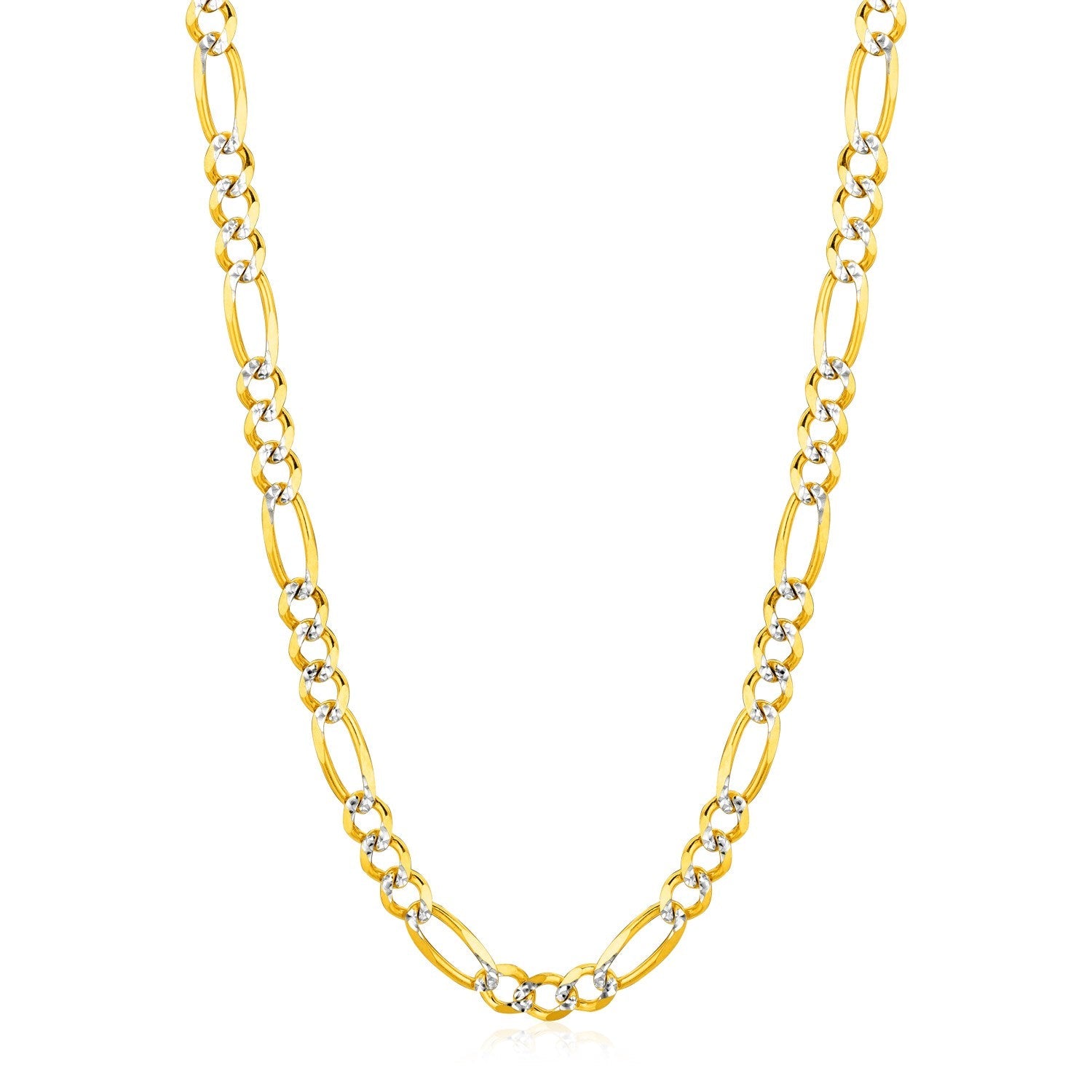 6.0mm 14K Yellow Gold Solid Pave Figaro Chain