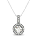 Milgrain Edge Diamond Halo Pendant in 14k White Gold (5/8 cttw)