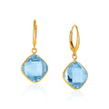 Drop Earrings with Blue Topaz Cushion Briolettes in 14k Yellow Gold