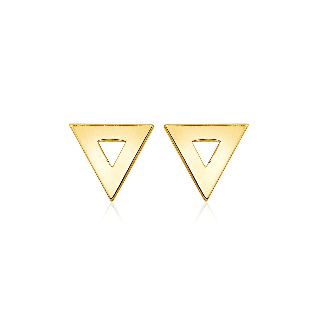 14k Yellow Gold Polished Open Triangle Post Earrings