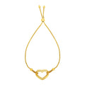 Adjustable Bracelet with Shiny Open Heart in 14k Yellow Gold