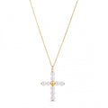 14k Yellow Gold Pearl Cross Pendant