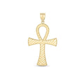 14k Yellow Gold High Polish Textured Ankh Pendant