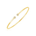 14k Yellow Gold High Polish Diamond Cluster Bangle (2mm)