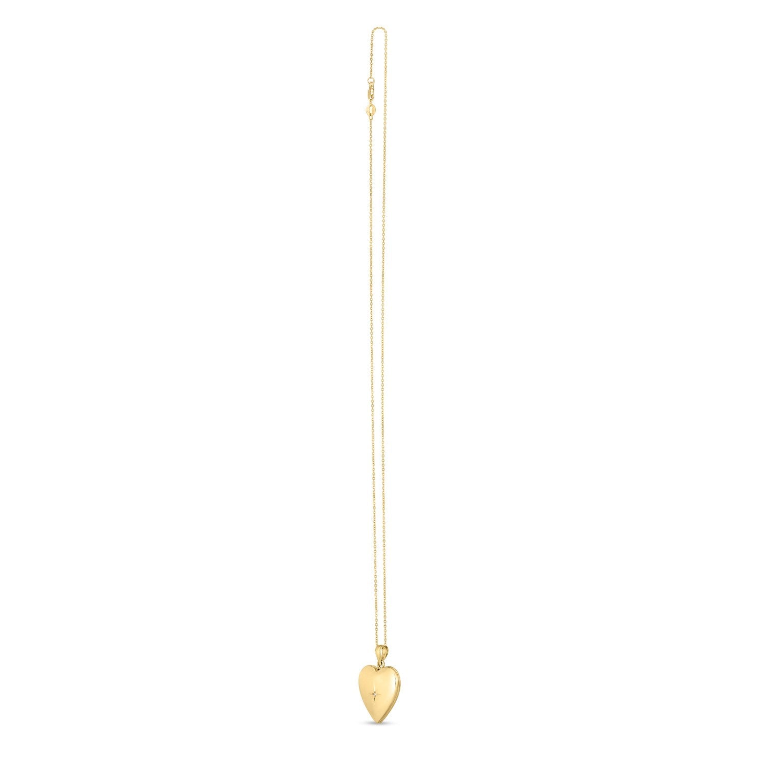 14k Yellow Gold Diamond Heart Locket Necklace