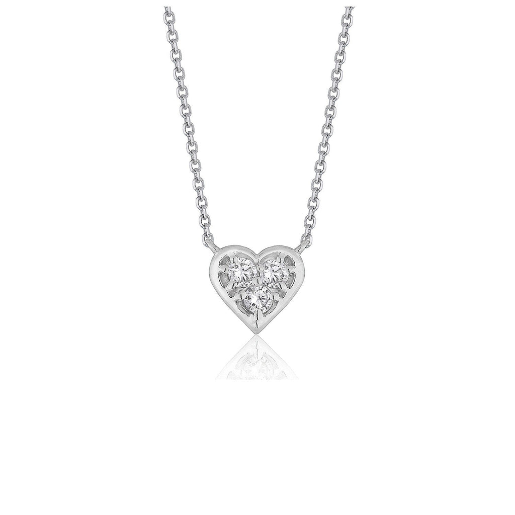 Diamond Heart Design Pendant in 14k White Gold