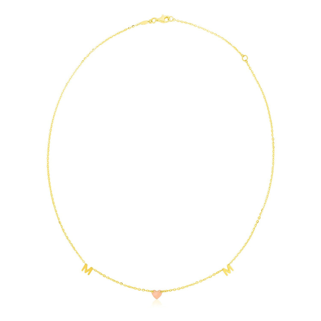 14k Yellow and Rose Gold Mom Necklace