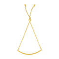 14k Yellow Gold Smooth Curved Bar Lariat Design Bracelet
