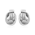 Polished Love Knot Earrings with Interlocking Rings in Sterling Silver