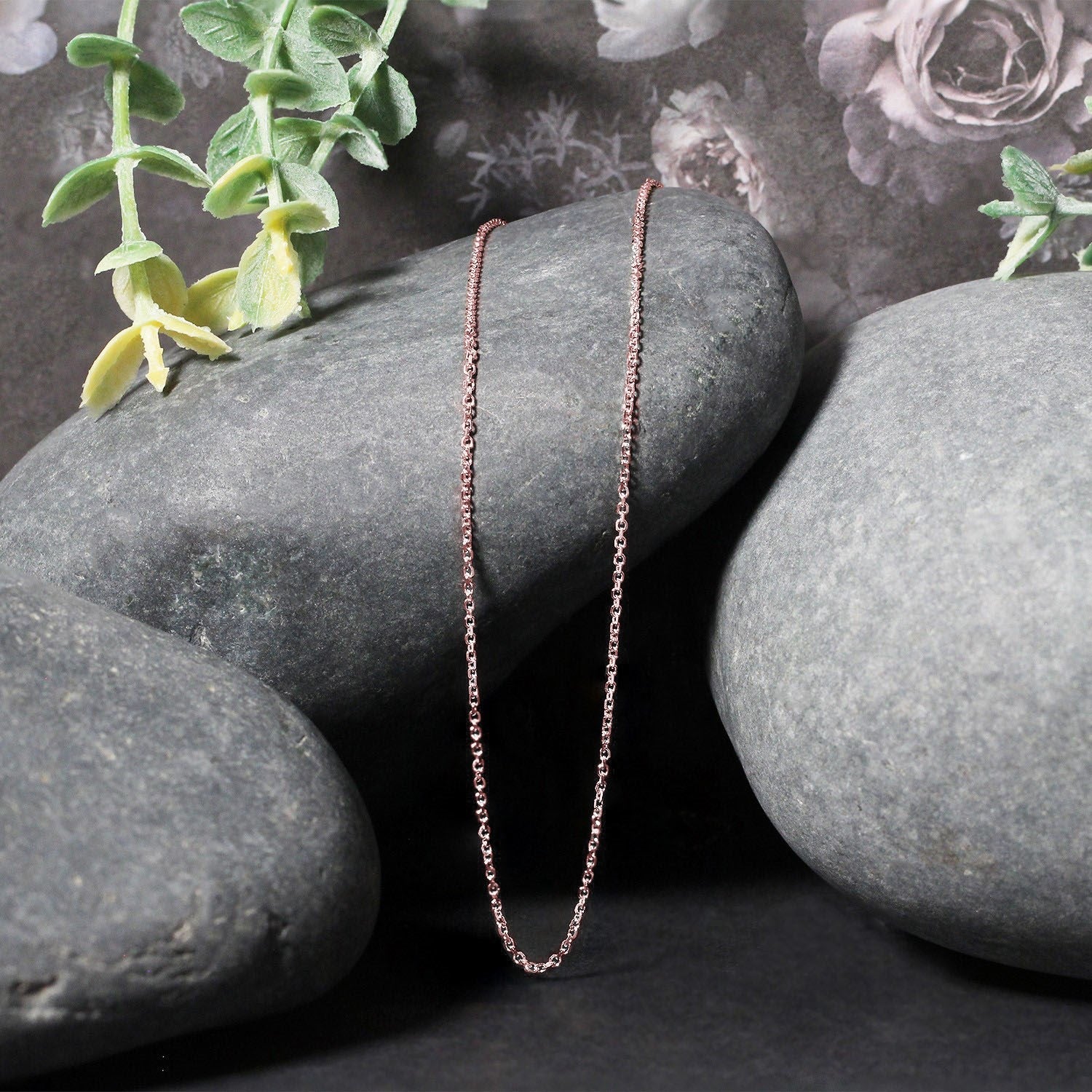 14k Rose Gold Diamond Cut Cable Link Chain 1.1mm