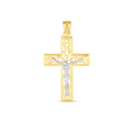 14k Two Tone Gold High Polish Diamond Cut Cross Pendant