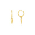 14K Yellow Gold Dangling Spike Drop Hoop Earrings