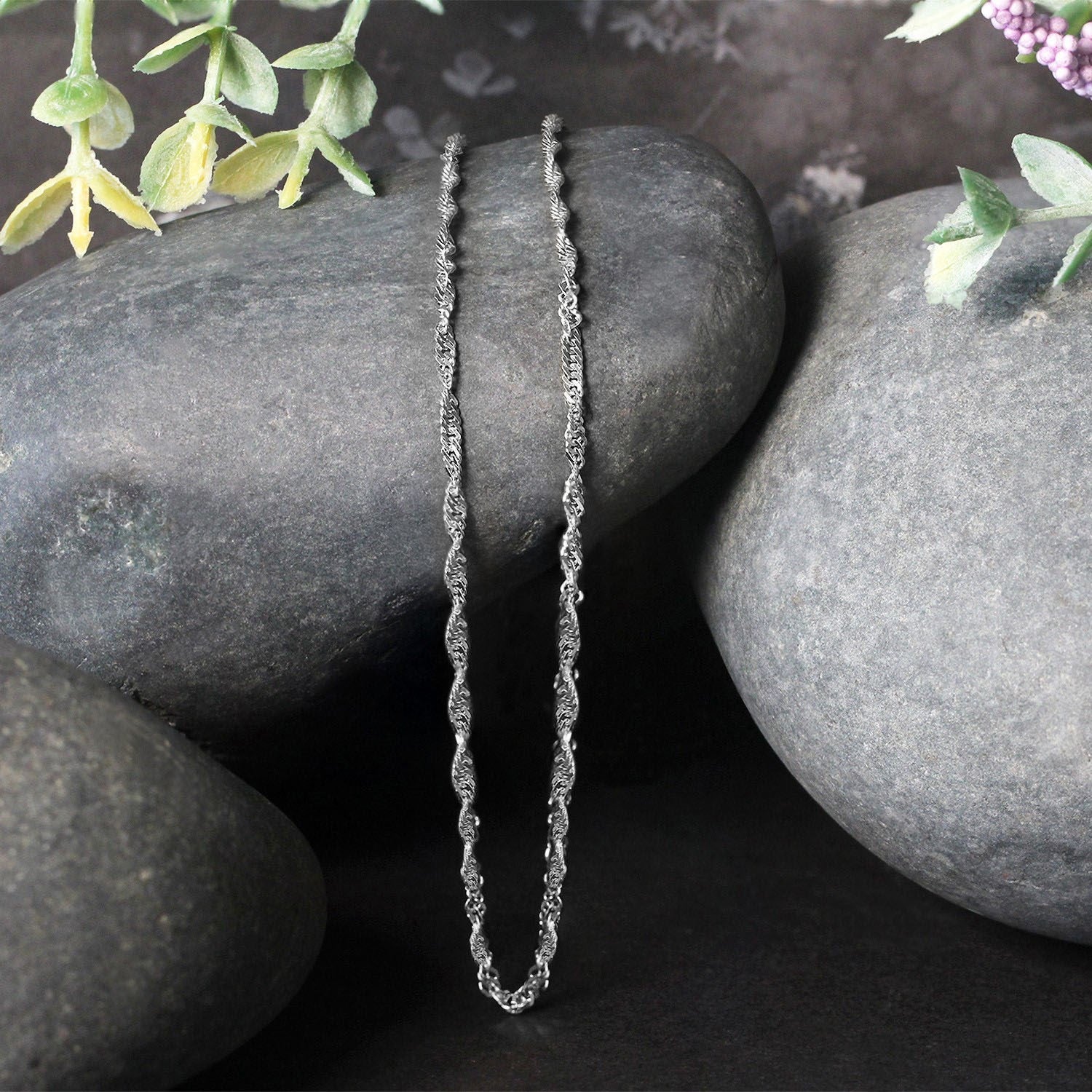 14k White Gold Singapore Chain 1.7mm